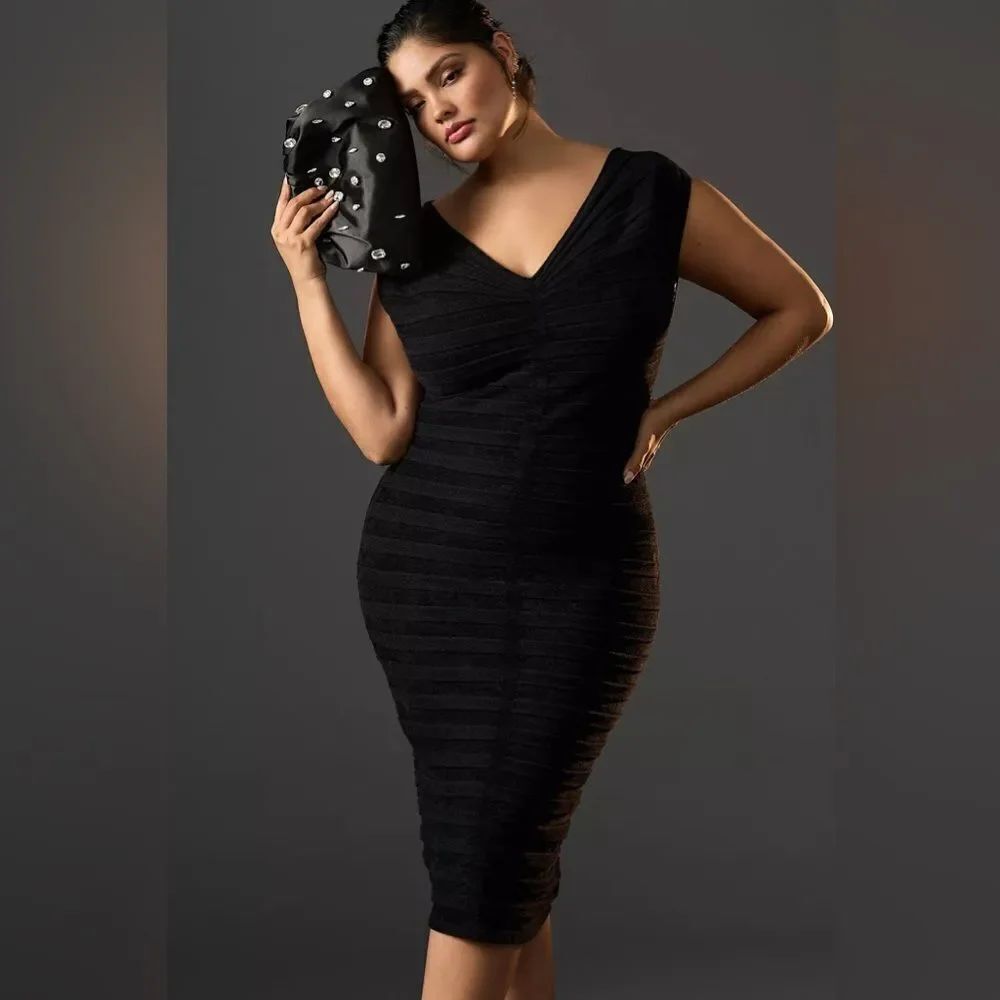 NWT By Anthropologie V-Neck Chenille Midi Dress $248